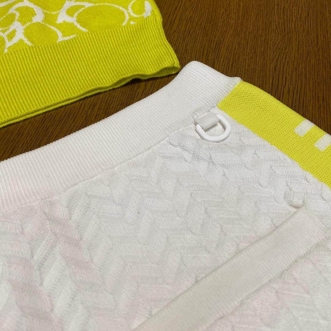 ニューバランス　ゴルフ　セットアップ　ニット　スカート　黄色　白　サイズＭ　美品