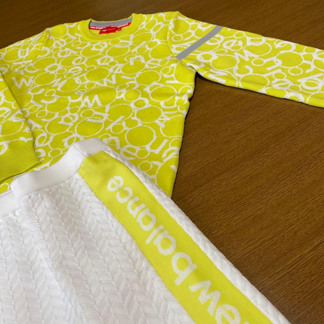 ニューバランス　ゴルフ　セットアップ　ニット　スカート　黄色　白　サイズＭ　美品