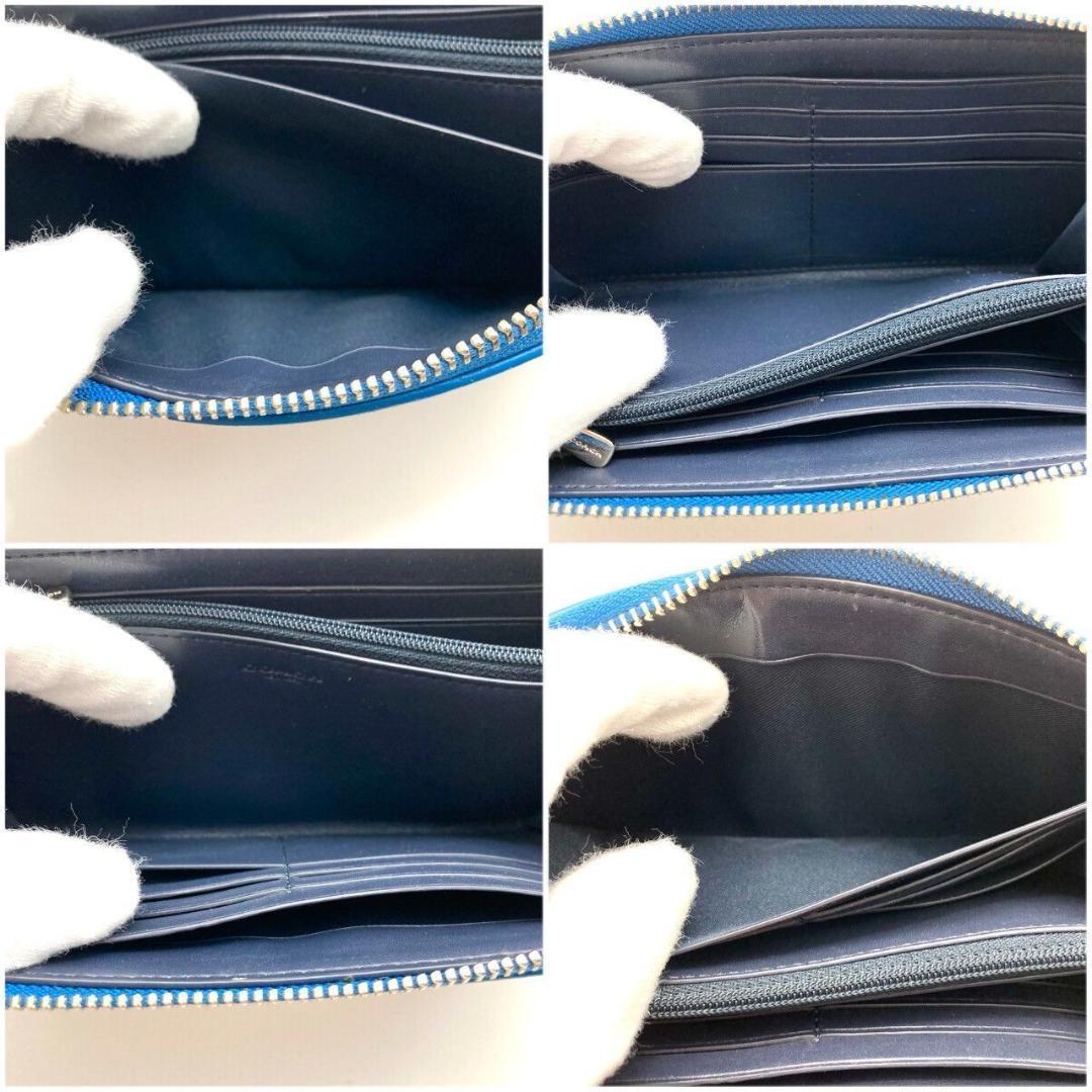 コーチ 長財布 シグネチャー レザー ブルー ベージュ カーキ ロゴ 70821