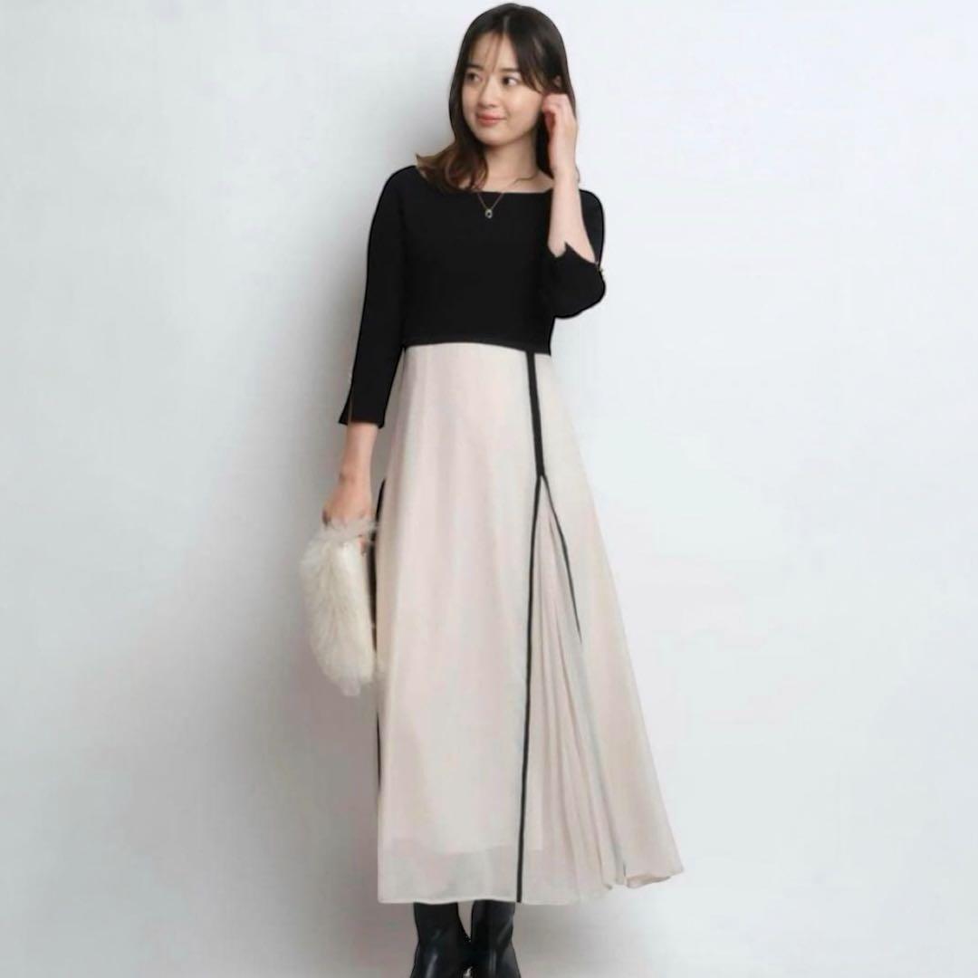 マイストラーダ ドッキングワンピース 36 リブニット プリーツ 金ボタン