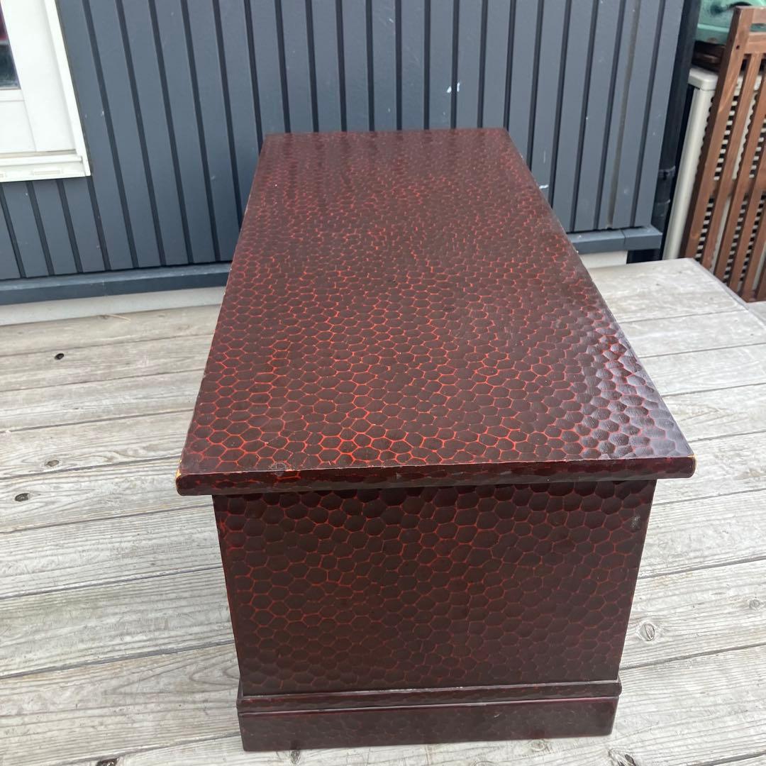 昭和レトロ 古家具 鎌倉彫 木製文机 5杯引き出し付き座卓 書斎机 ビンテージ