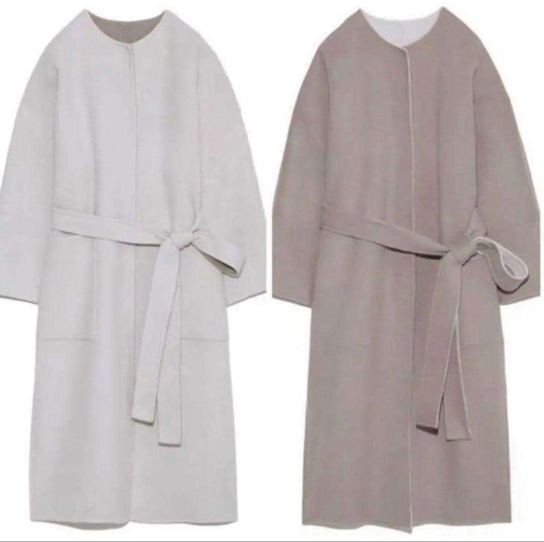 フレイ アイディー　ウールカシミアバイカラーリバーコート