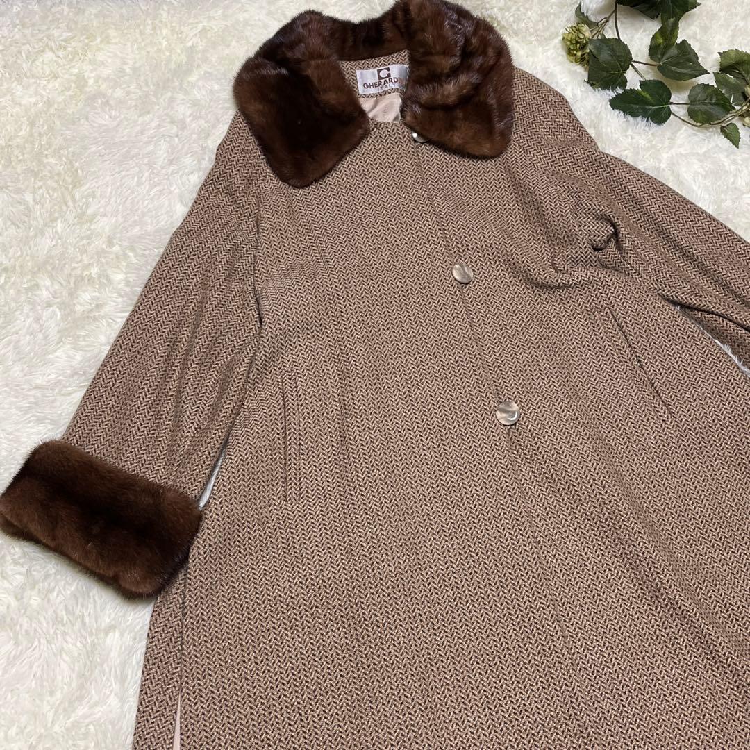 KAYEEゲラルディーニ【F】カシミヤファーコート　ツイードヘリンボーン