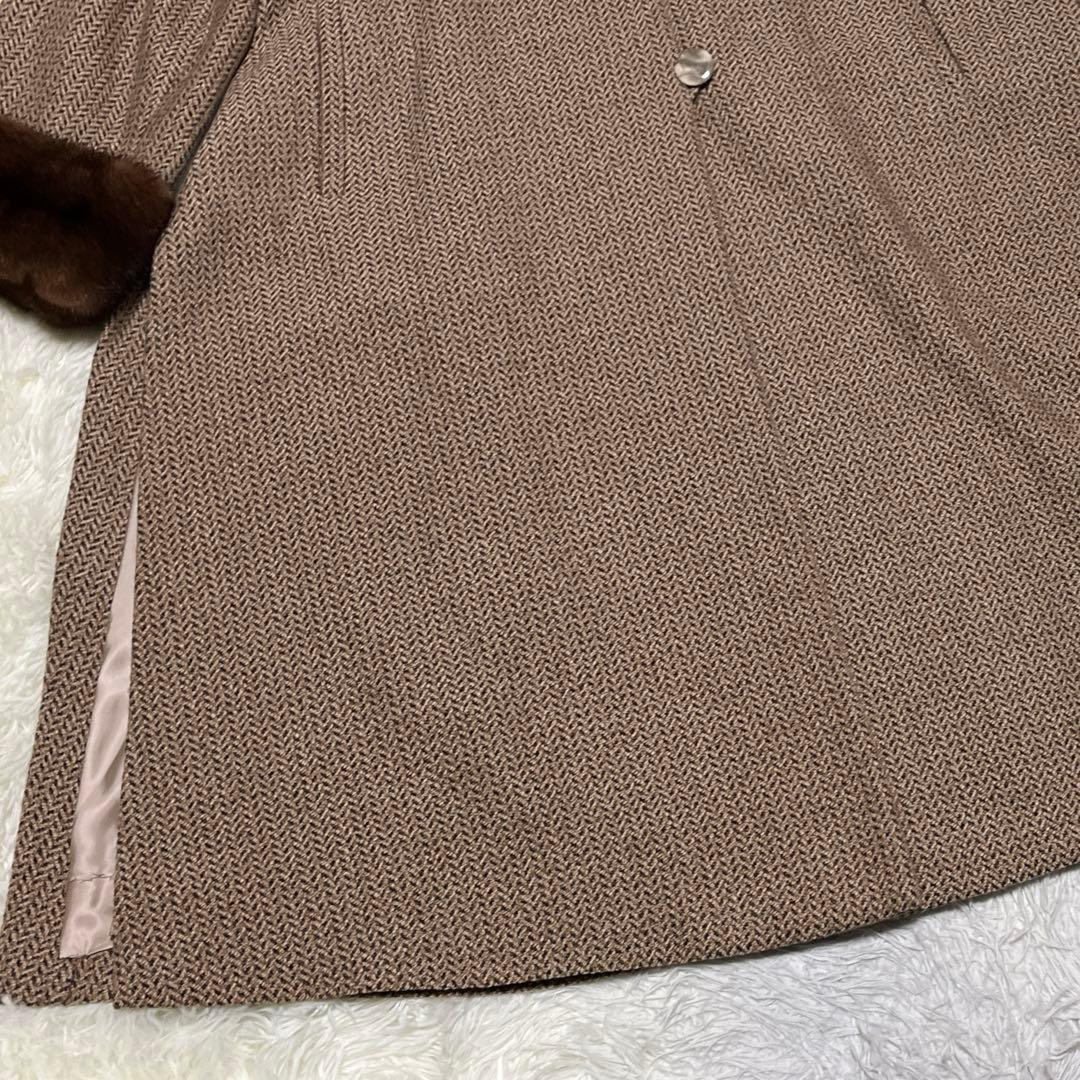 KAYEEゲラルディーニ【F】カシミヤファーコート　ツイードヘリンボーン