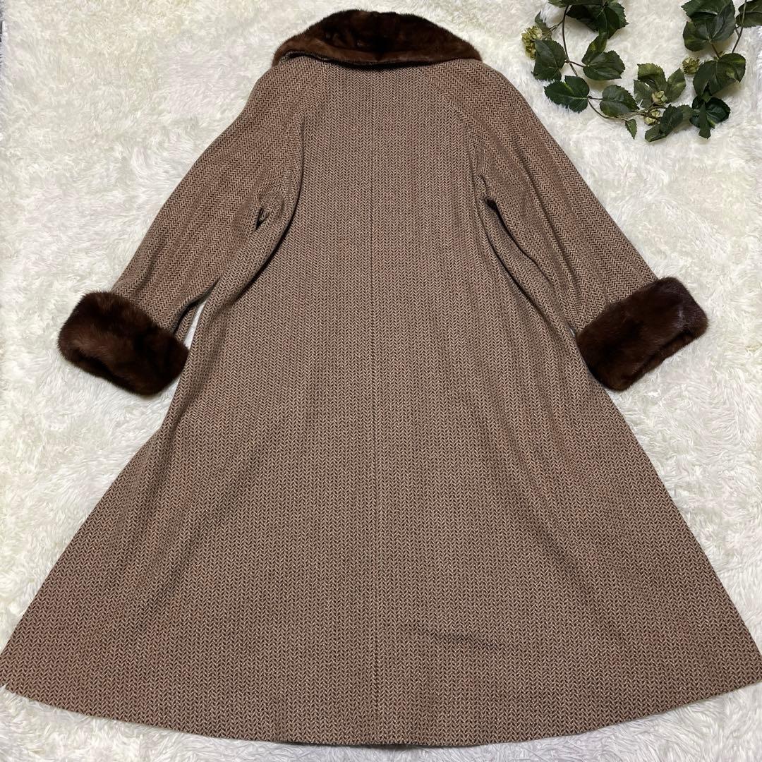 KAYEEゲラルディーニ【F】カシミヤファーコート　ツイードヘリンボーン