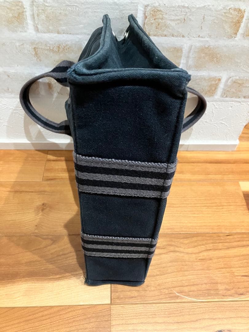 コニーさん限定　HERMES 黒 ストライプ トートバッグ キャンバス