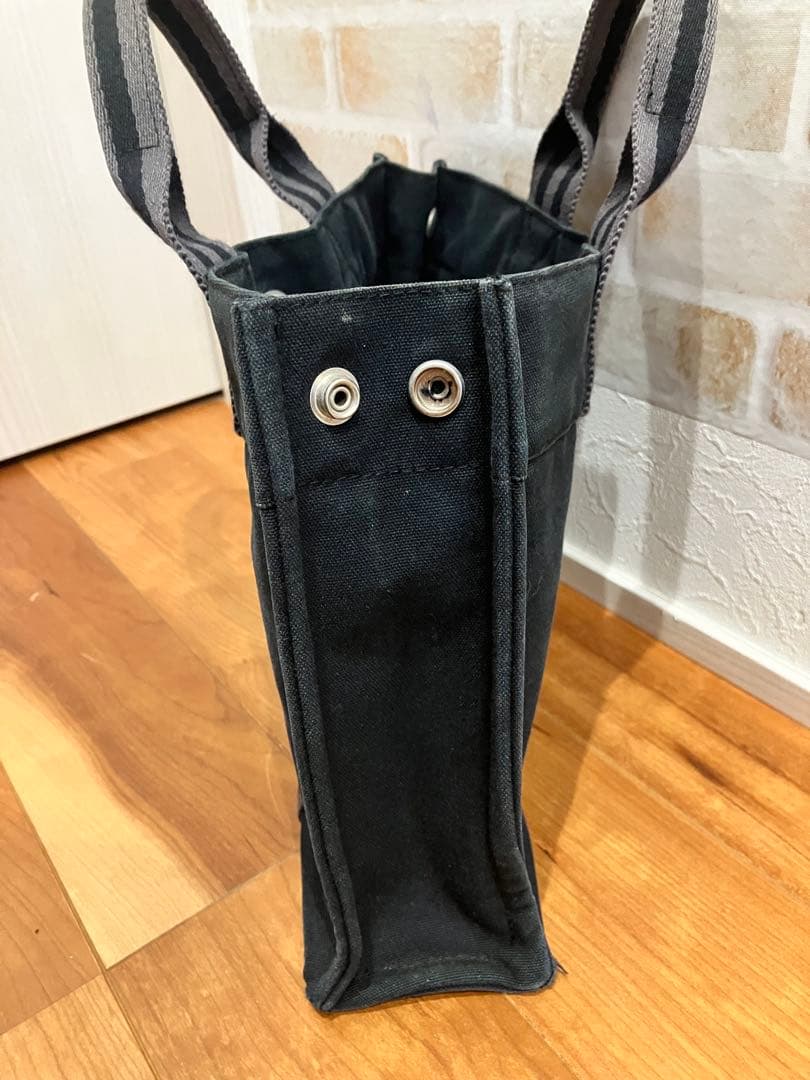 コニーさん限定　HERMES 黒 ストライプ トートバッグ キャンバス