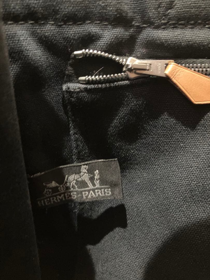 コニーさん限定　HERMES 黒 ストライプ トートバッグ キャンバス