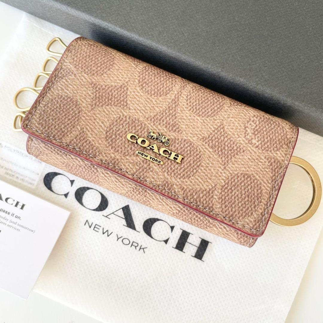 【新品】COACH 6 リング キー ケース シグネチャー キャンバス
