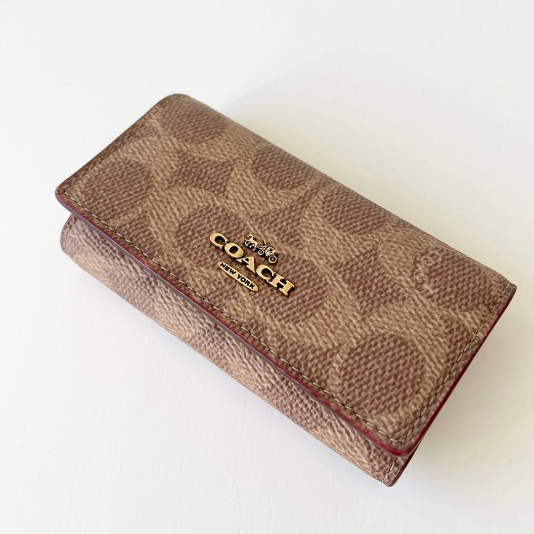 【新品】COACH 6 リング キー ケース シグネチャー キャンバス