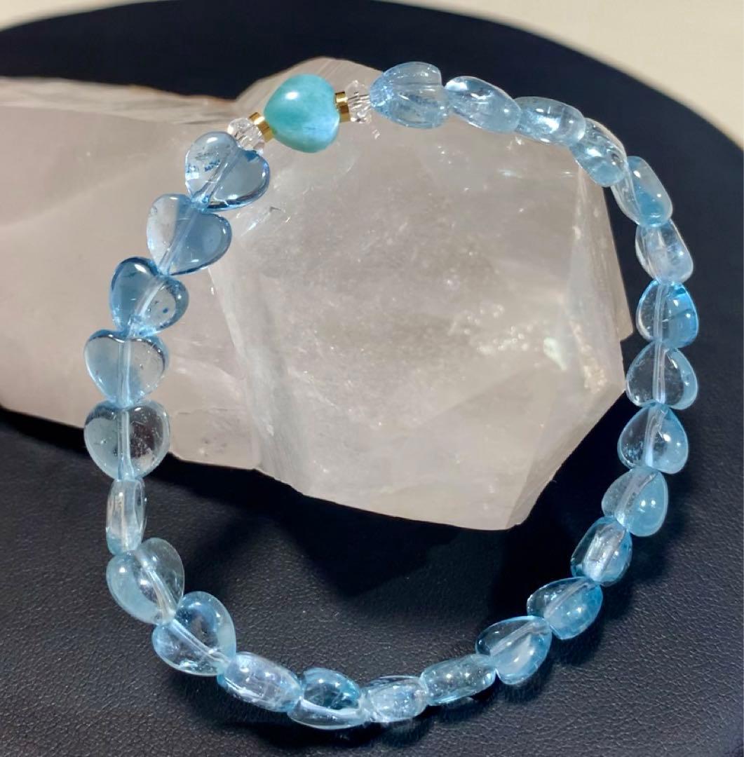 ★Ruby様★ ブルートパーズ　ラリマー　ハート　ブレスレット