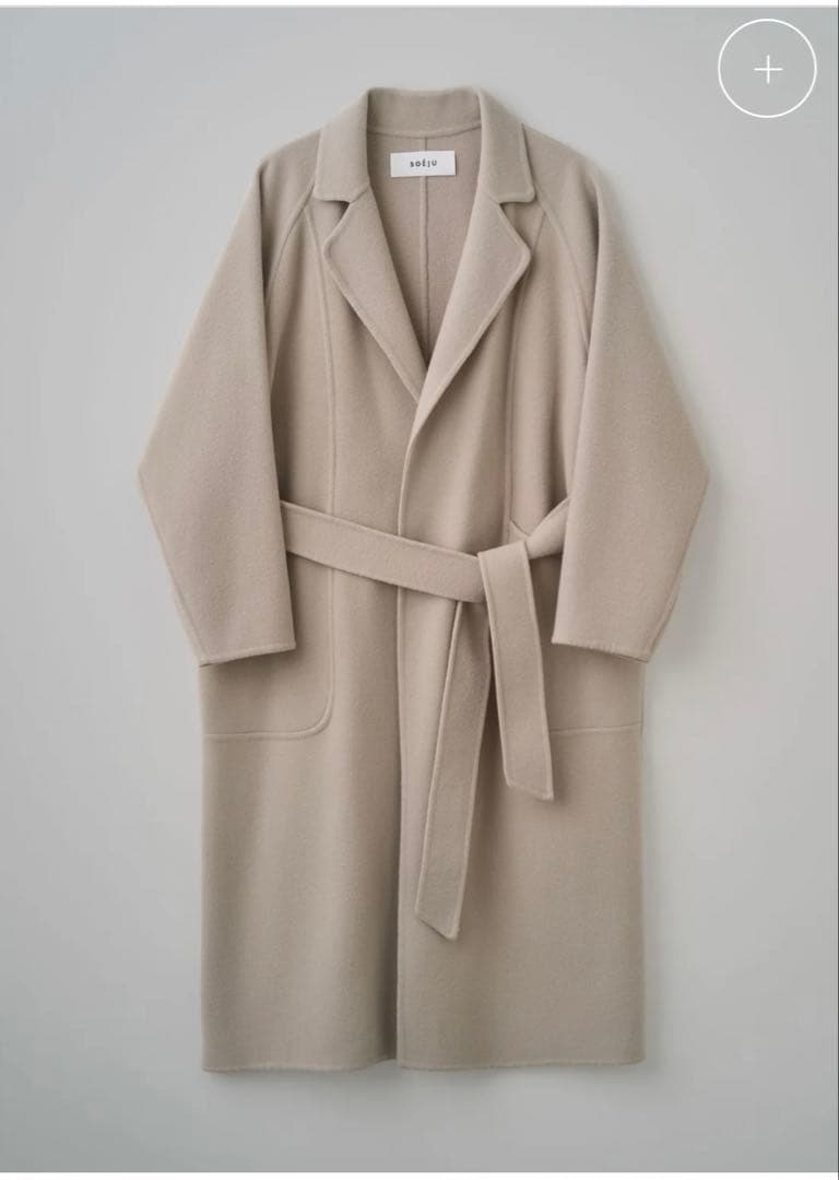 ソージュ現行 ［新品、未使用］ウールリバーローブコートベージュM