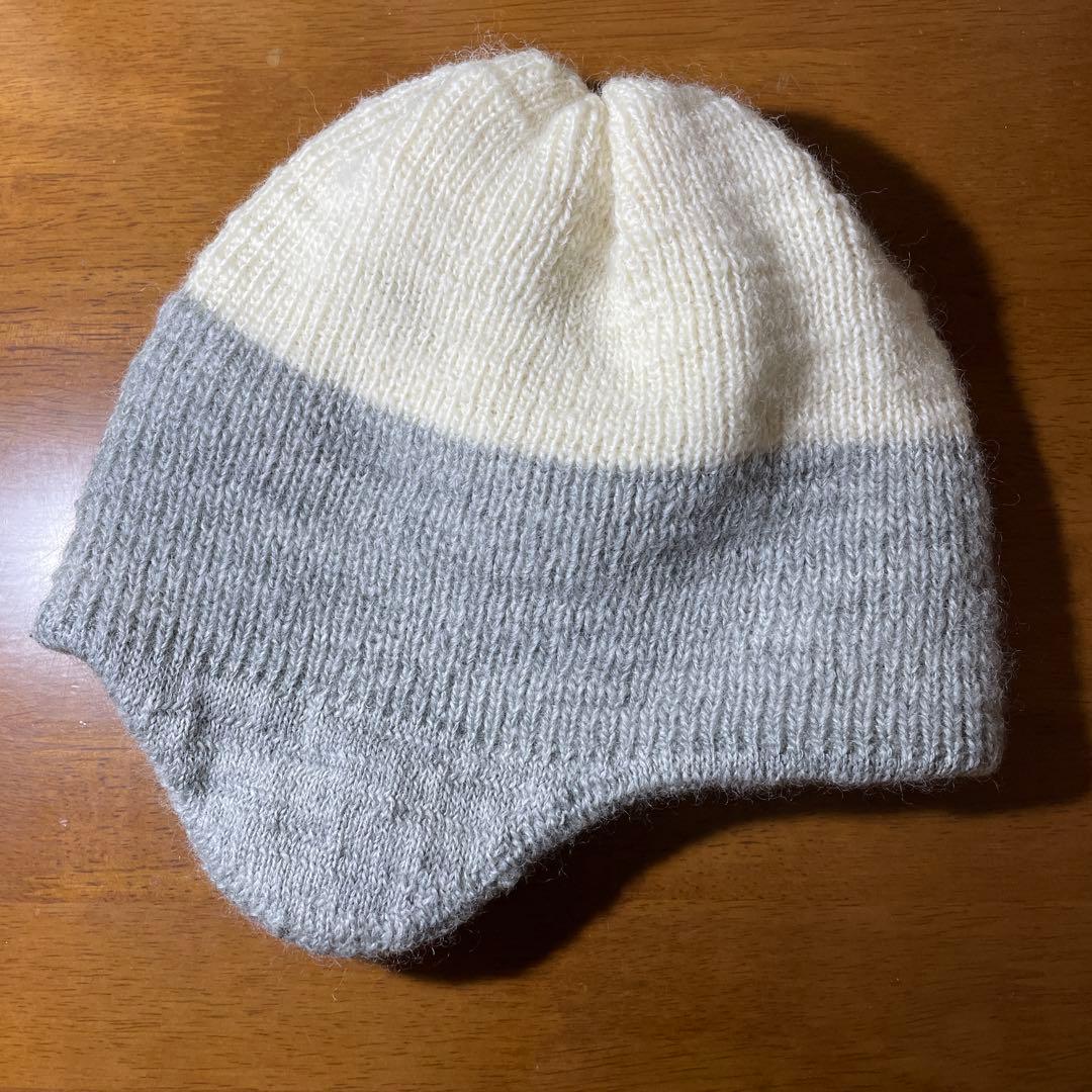 ノグチニット 【裏地つき】耳当てつきニット帽【スラブウール】