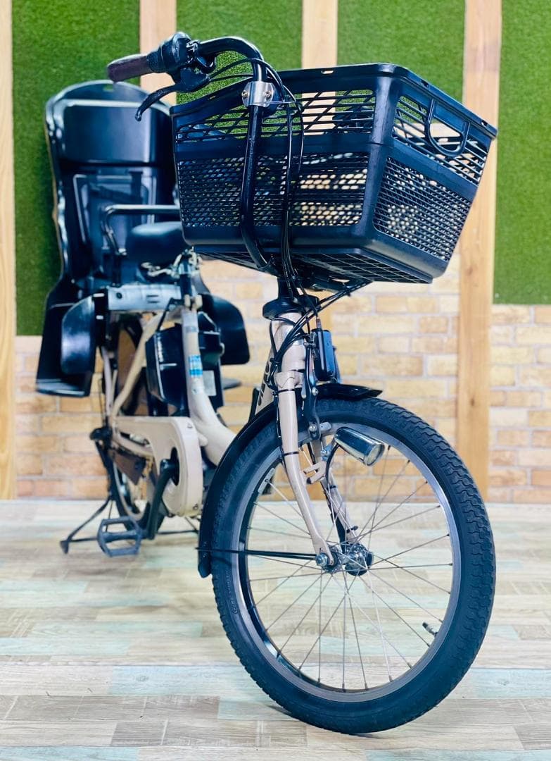 ベージュ系 ビッケ ブリヂストン子供乗せ電動アシスト自転車 H3214