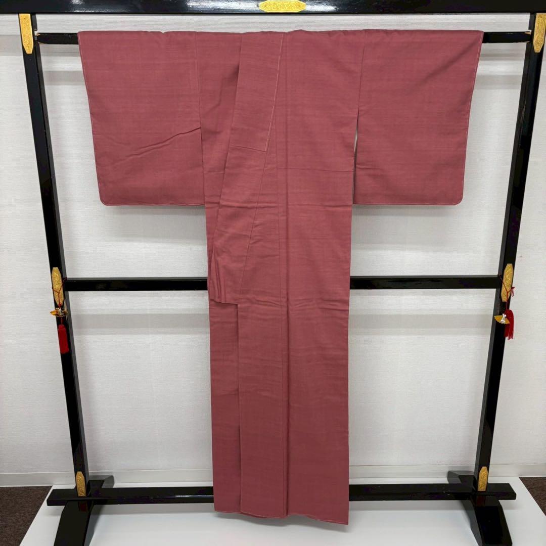 本場結城紬 奥順 はたおり娘 裄66 無地紬 着物 正絹 一つ紋 RK-5540