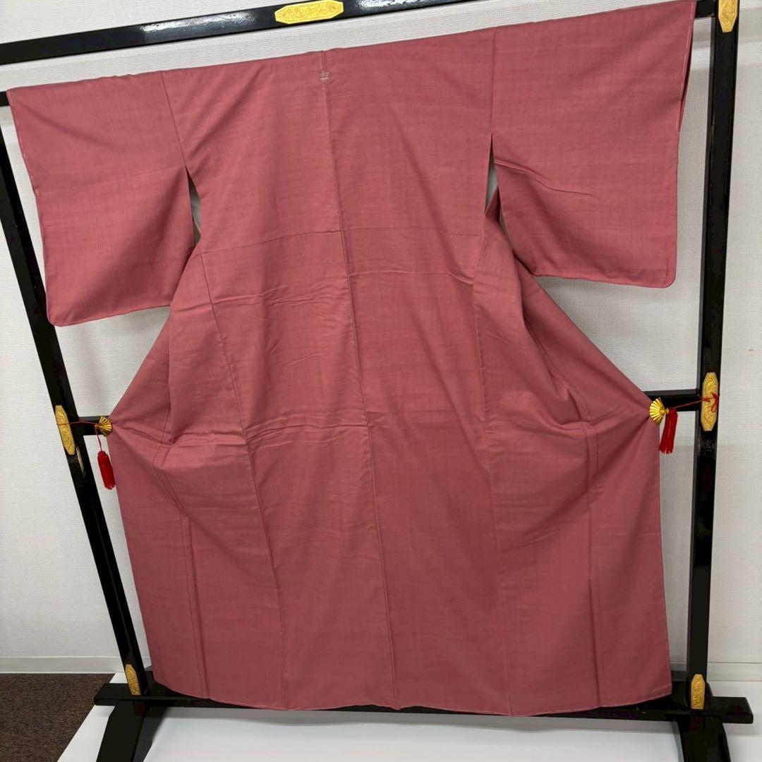 本場結城紬 奥順 はたおり娘 裄66 無地紬 着物 正絹 一つ紋 RK-5540