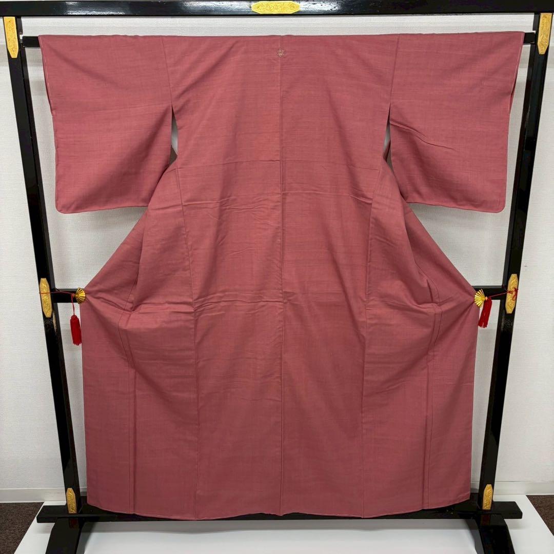 本場結城紬 奥順 はたおり娘 裄66 無地紬 着物 正絹 一つ紋 RK-5540