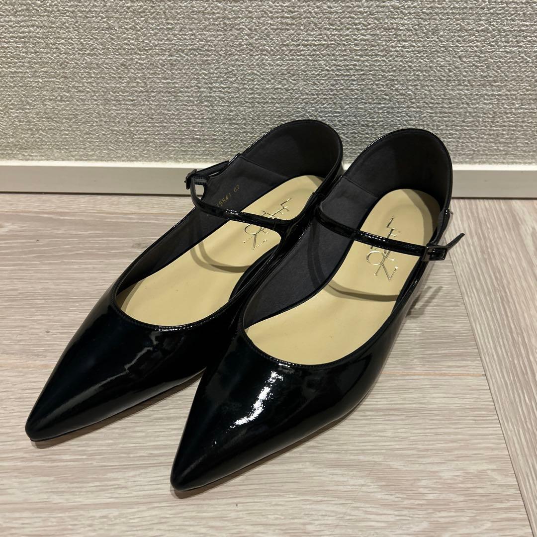 LE TALON 黒 ポインテッドトゥ シューズ 25cm