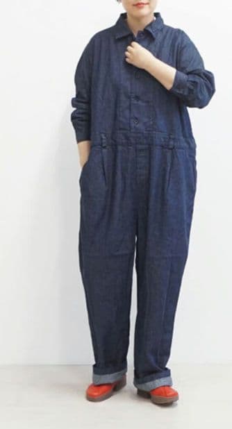 ICHI︎♥︎コットンインディゴデニムジャンプスーツ