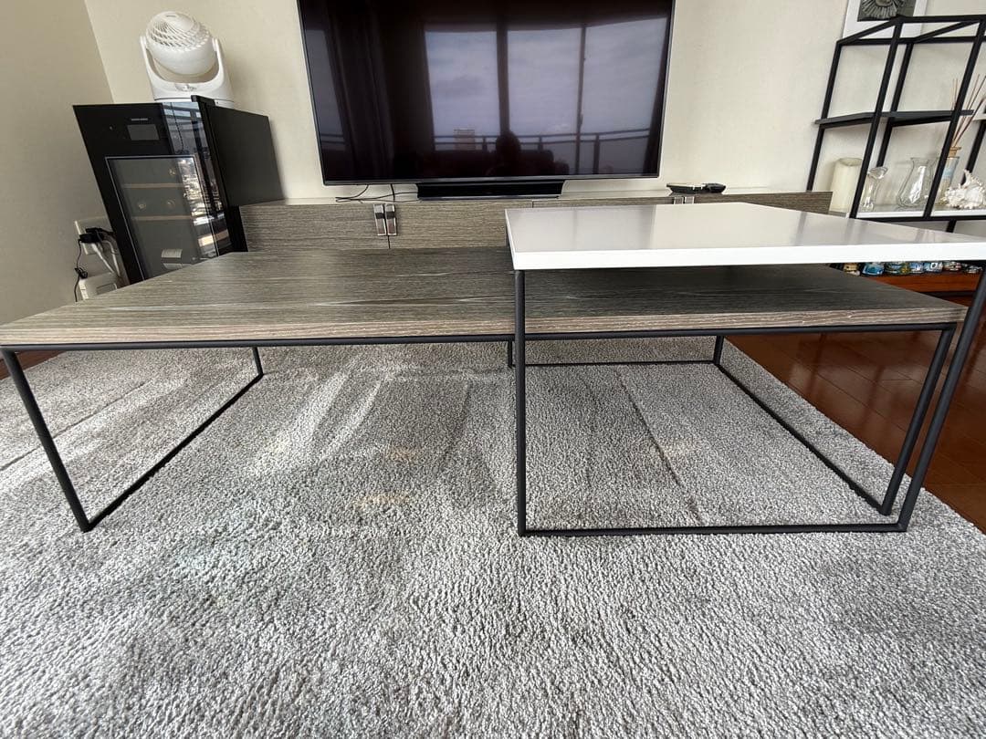 ⭐️クリスマスセール⭐️モダンL字型グレー木製テーブル