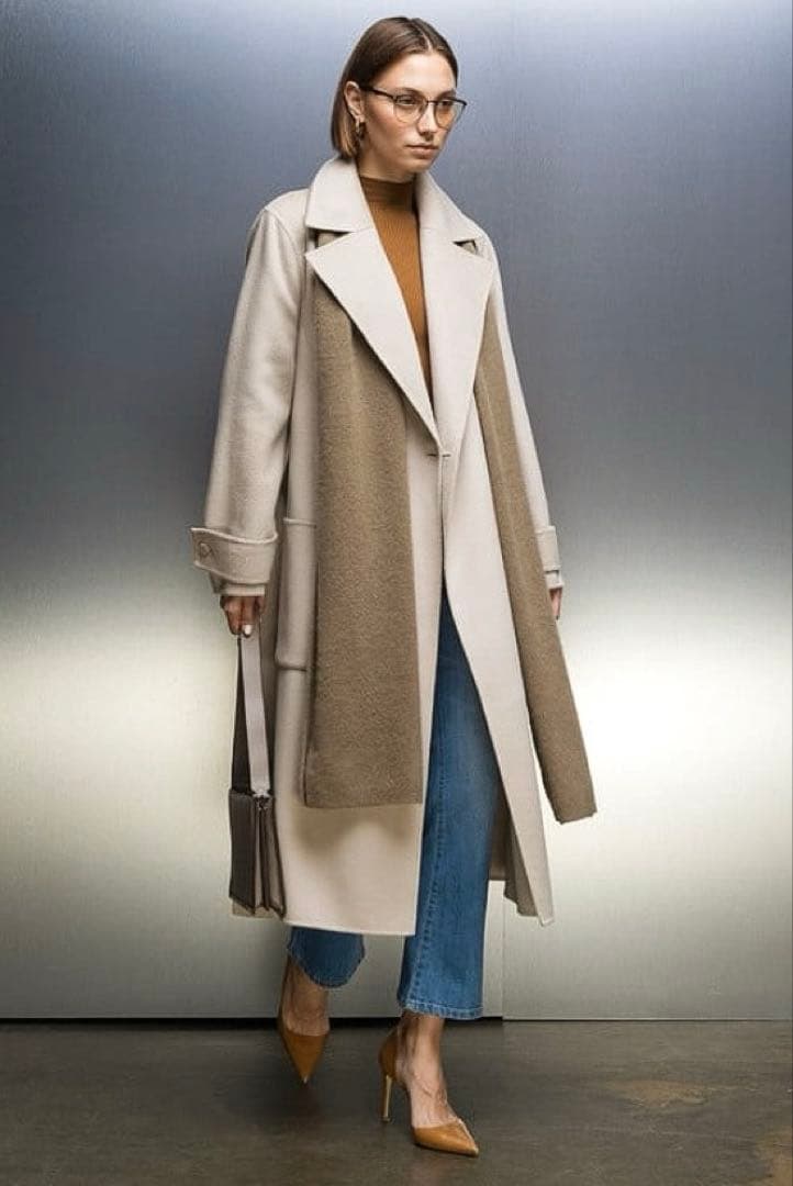 新品タグ付◆JOSEPH ダブルフェイスカシミヤコート38 シナモンカラー21万