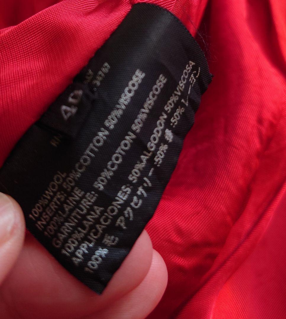 プラダ　ウール　ロングコート　赤　ルージュ　40