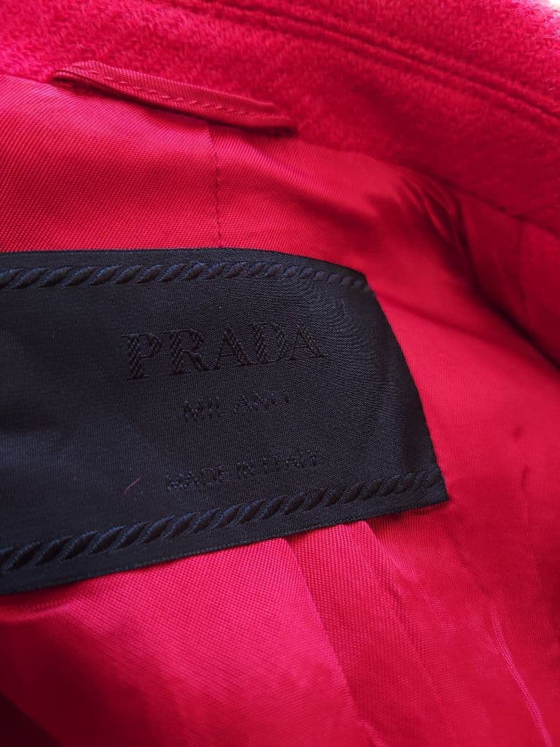 プラダ　ウール　ロングコート　赤　ルージュ　40