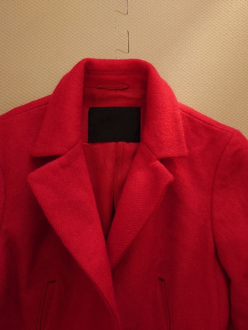 プラダ　ウール　ロングコート　赤　ルージュ　40