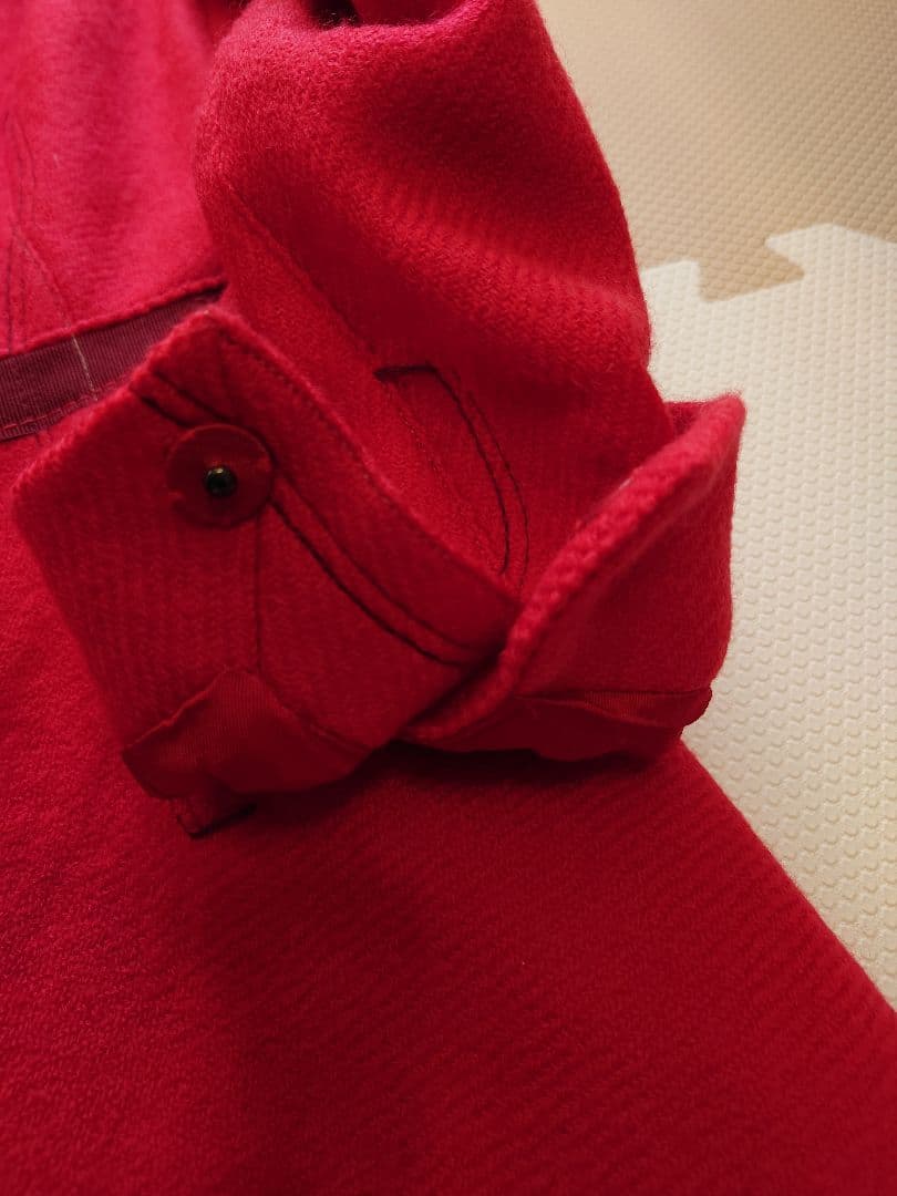 プラダ　ウール　ロングコート　赤　ルージュ　40