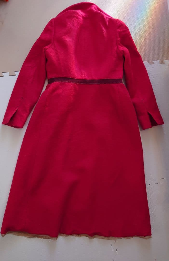 プラダ　ウール　ロングコート　赤　ルージュ　40