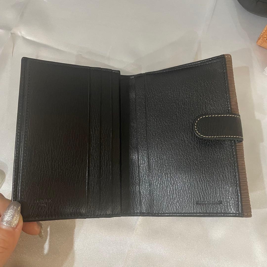 鑑定済み LOEWE ロエベ バイカラー 二つ折り財布 プリーツ