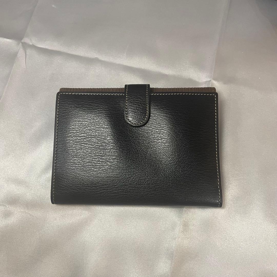 鑑定済み LOEWE ロエベ バイカラー 二つ折り財布 プリーツ