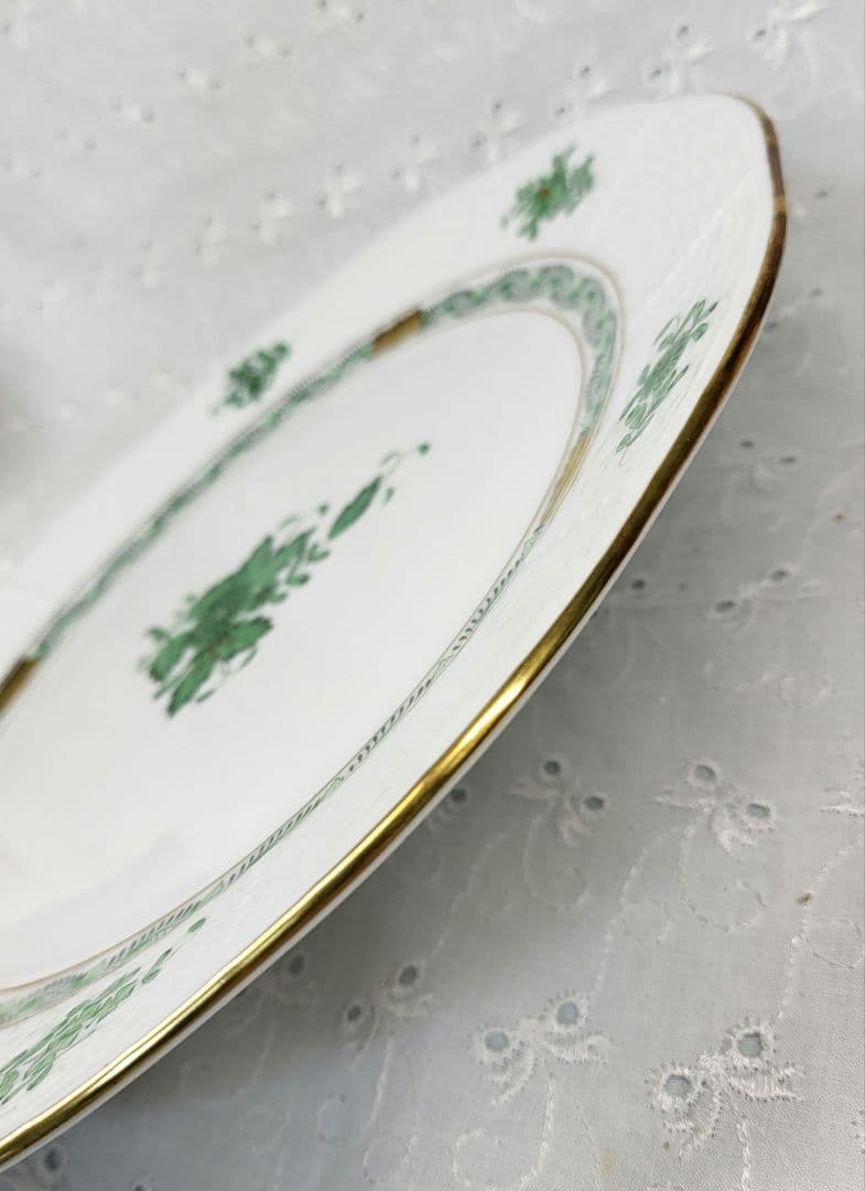 未使用✨ヘレンド アポニーグリーン プレート ディナー 大皿①