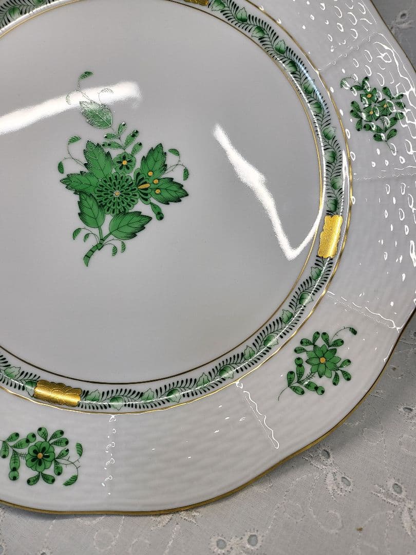 未使用✨ヘレンド アポニーグリーン プレート ディナー 大皿①