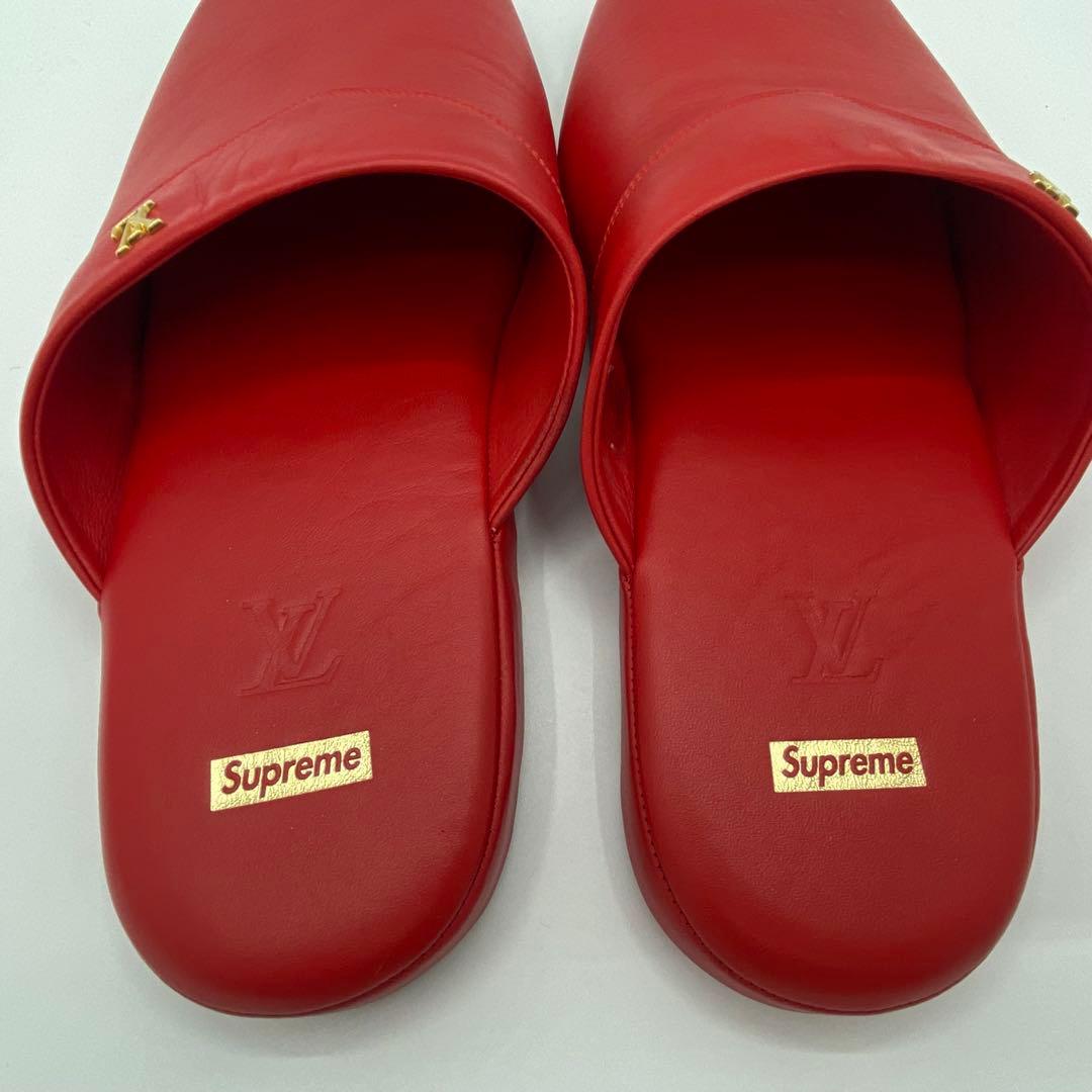 箱 ポーチ付✨ルイヴィトン×シュプリーム コラボ ルームシューズ スリッパ