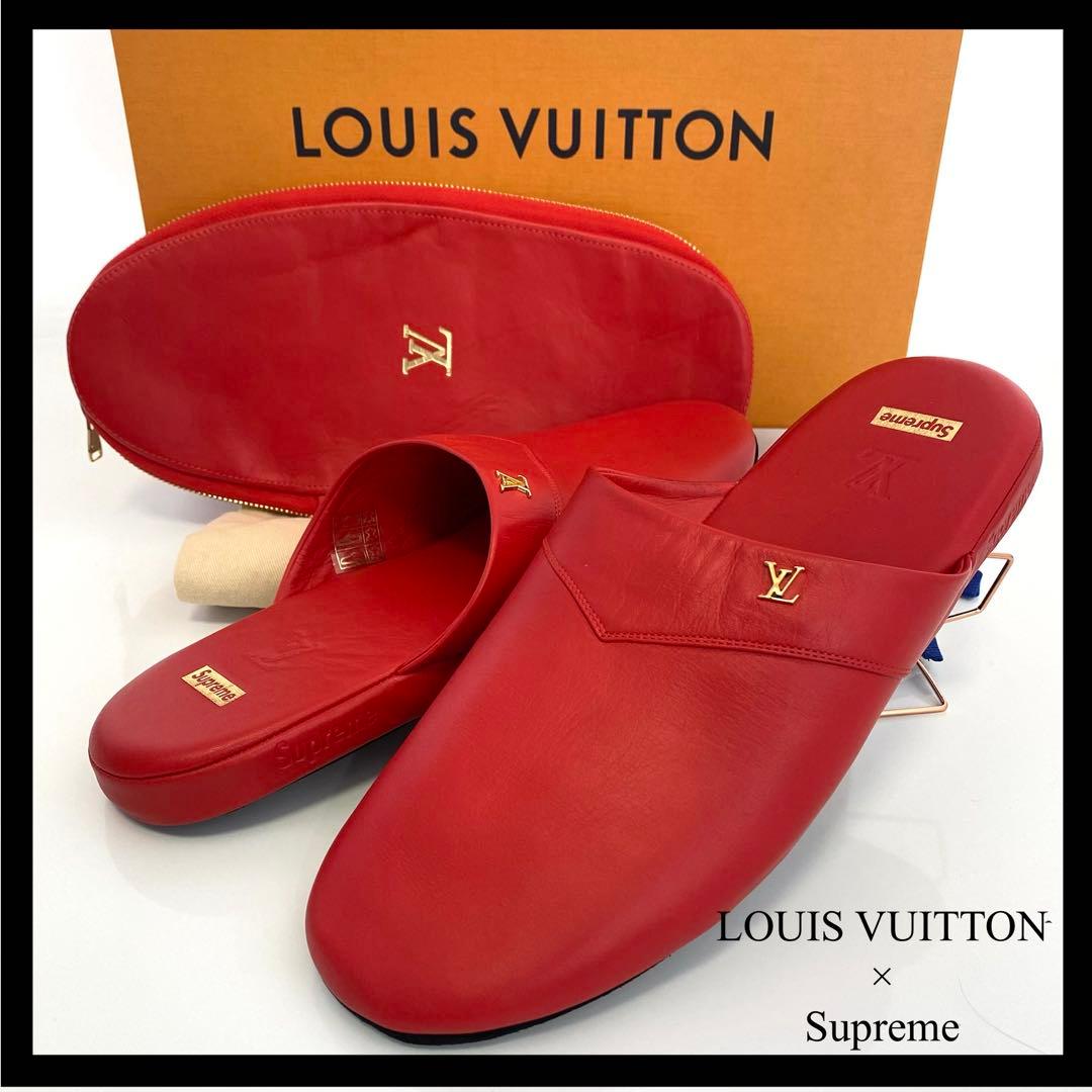 箱 ポーチ付✨ルイヴィトン×シュプリーム コラボ ルームシューズ スリッパ