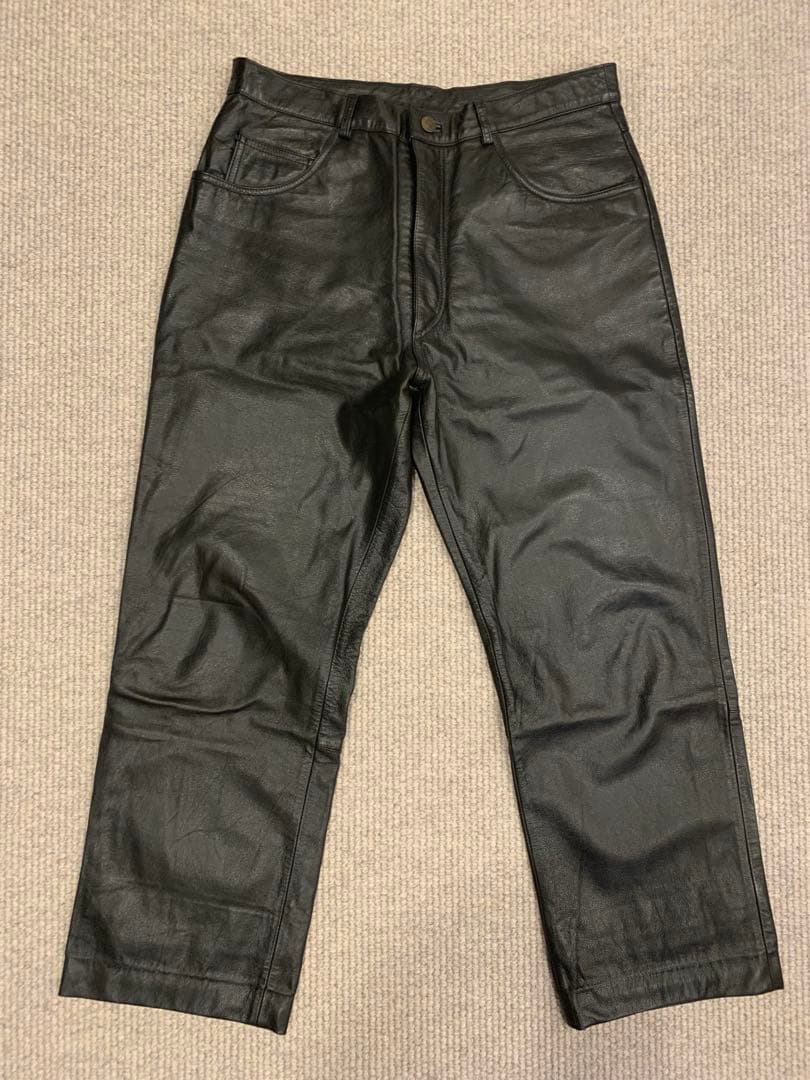 希少　ヴィンテージ　レザーパンツ　ワイド