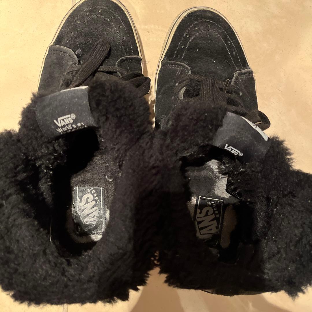 sacai×Vans ファー付き ブラックスニーカー