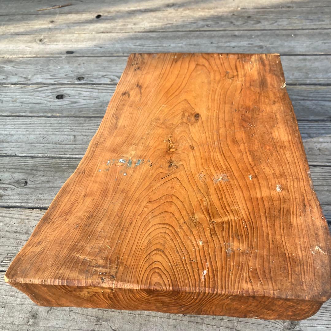 昭和レトロ 木製 天然木 欅材 一枚板 脚付き 花台 座卓 台座 飾り台 古道具