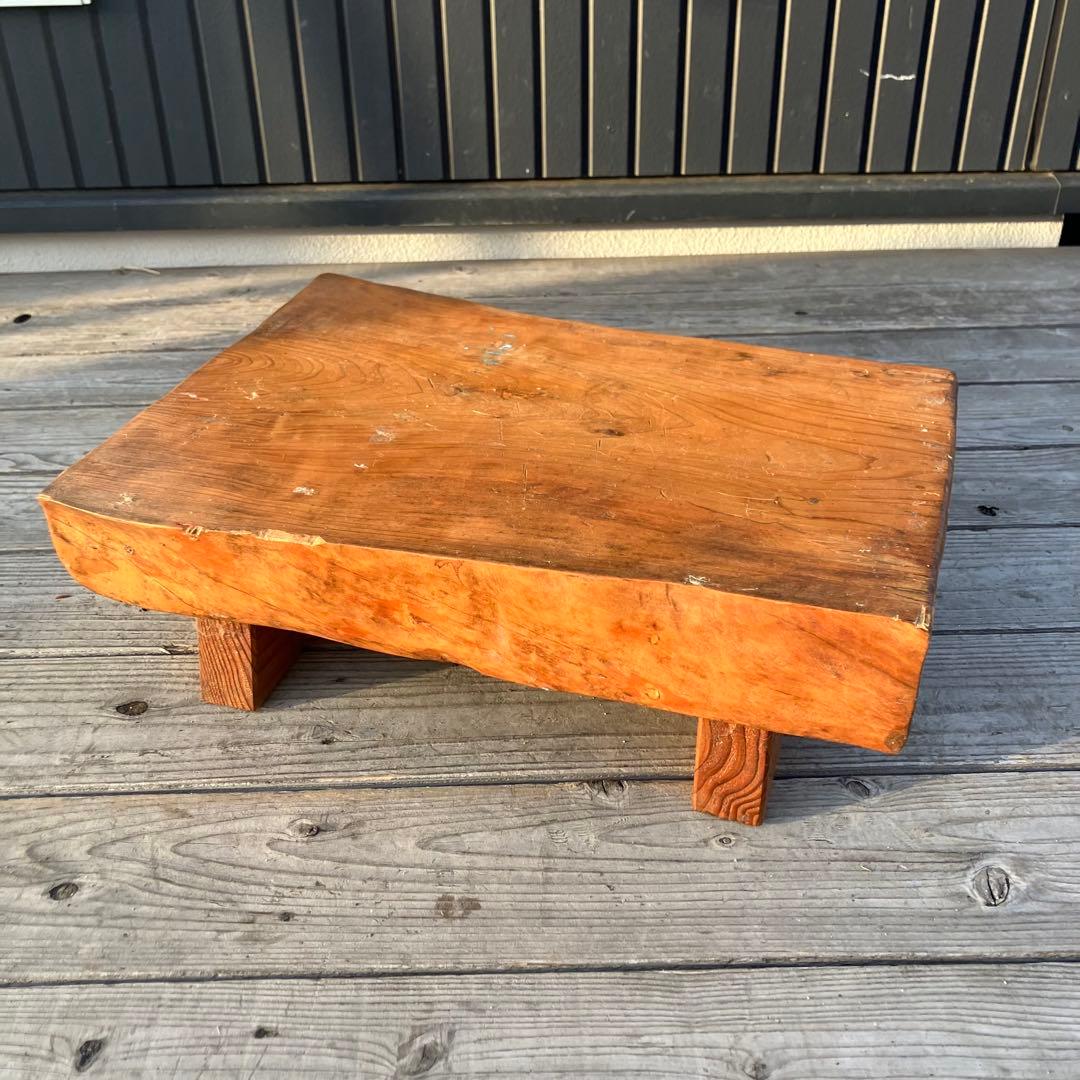 昭和レトロ 木製 天然木 欅材 一枚板 脚付き 花台 座卓 台座 飾り台 古道具