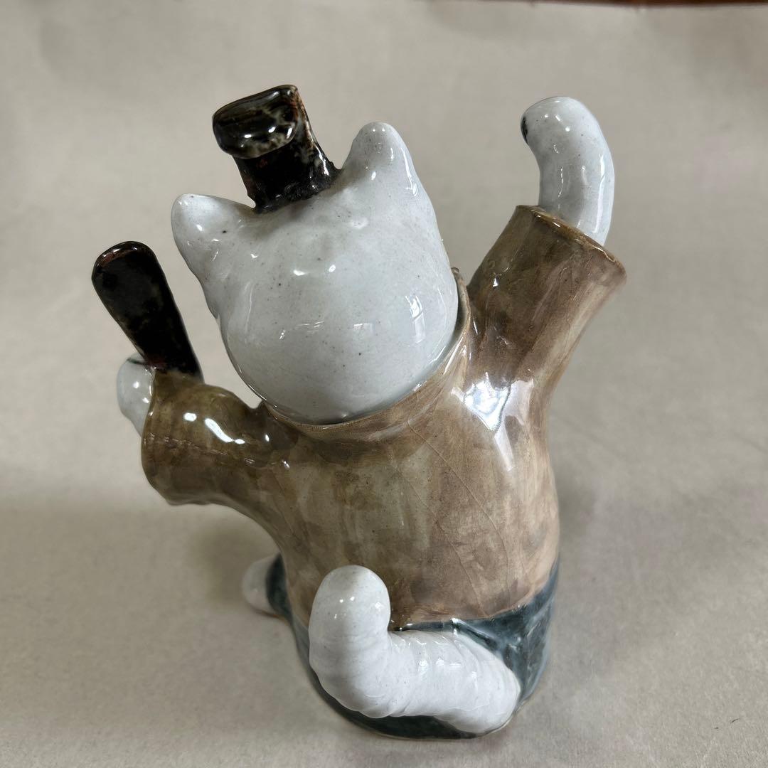 猫の招き雛人形 2体セット 陶器製