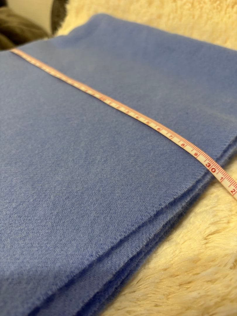 シップス　ラグジュアリー　ピュアカシミア　大判ストール　水色