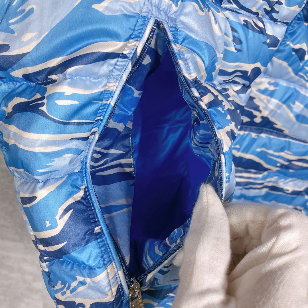 3154○ MONCLER フード付き ダウンベスト ブルー