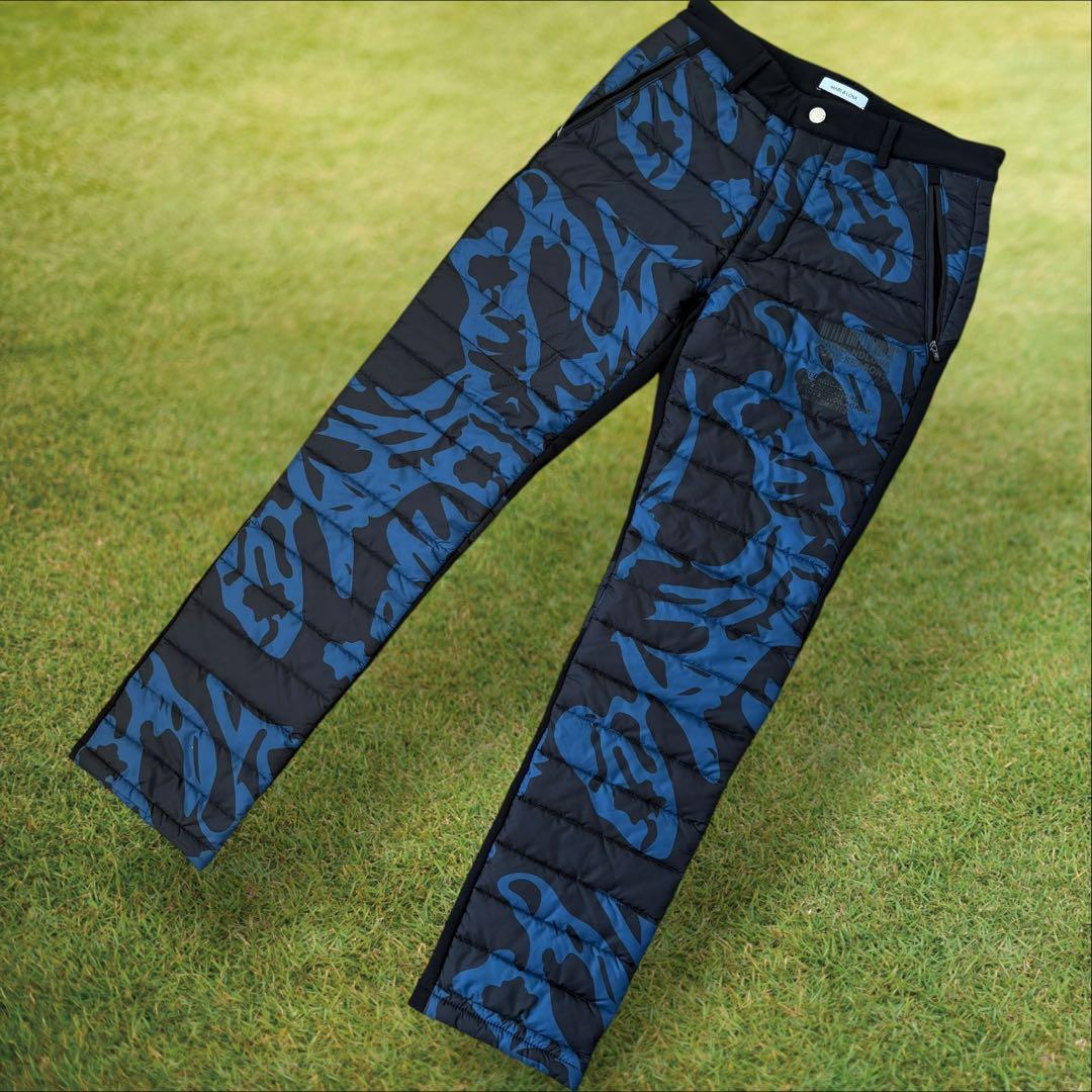 防寒　中綿入り　マークアンドロナ　ダウンパンツ　S〜M相当　黒　迷彩　カモフラ