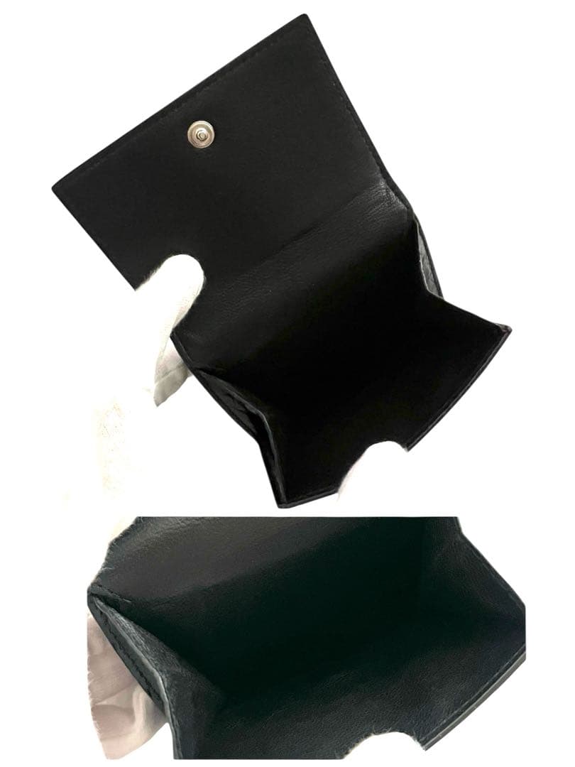 美品✨BALENCIAGAバレンシアガ財布　三つ折りクロコ型押しエブリディロゴ黒