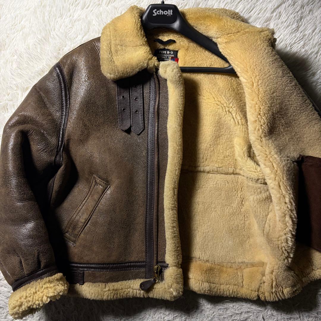 【ビッグサイズ】schott フライトジャケット　B-3 ムートン　羊革　44