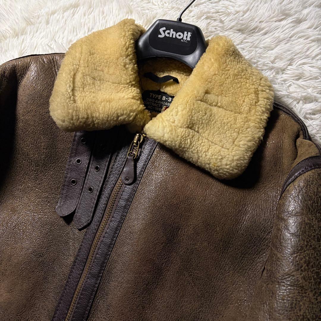 【ビッグサイズ】schott フライトジャケット　B-3 ムートン　羊革　44