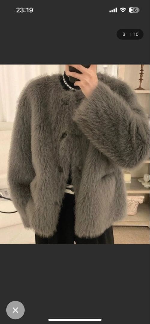 otte ノーカラーグレーファージャケット