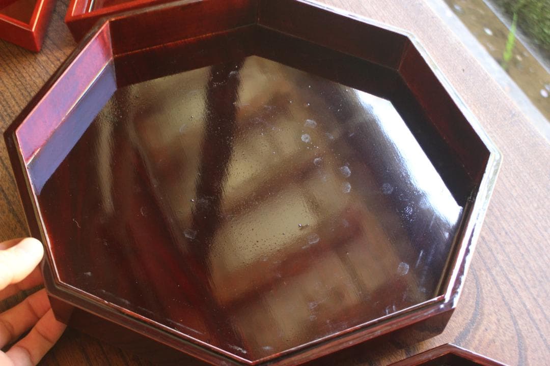 デッドストック！八角デザインに優美な螺鈿細工の映える蓋物（検民芸小物入れ弁当箱