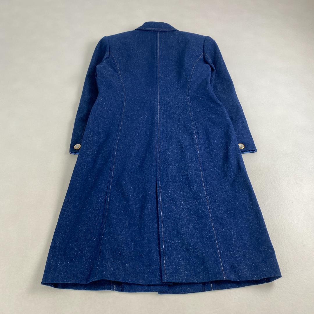 美品　レオナール　チェスターコート　レオナール 裏地総柄 派手 シルク デニム